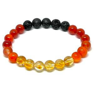 Minerální náramek karneol, citrín, lávový kámen - PLAMEN